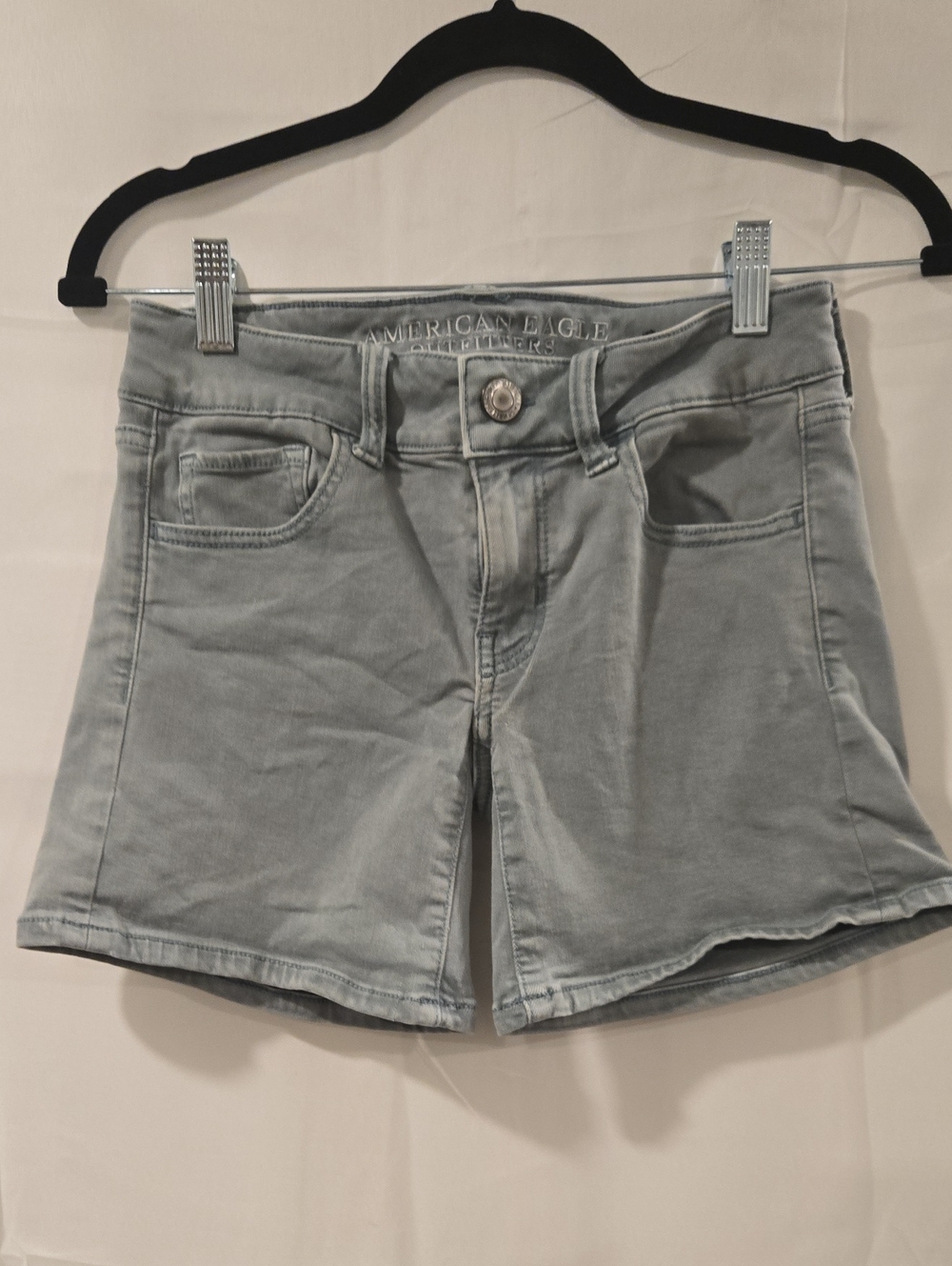 American Eagle Super Stretch Denim Shorts - Faded Grayish Blue